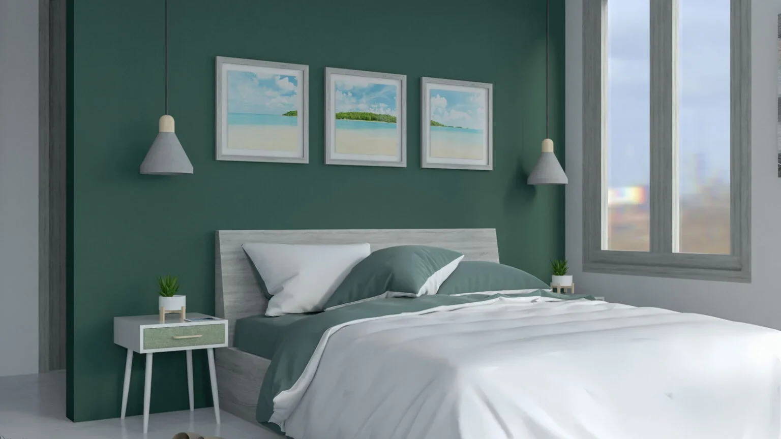 Palet Warna Kamar Tidur dengan Kombinasi Warna Hijau