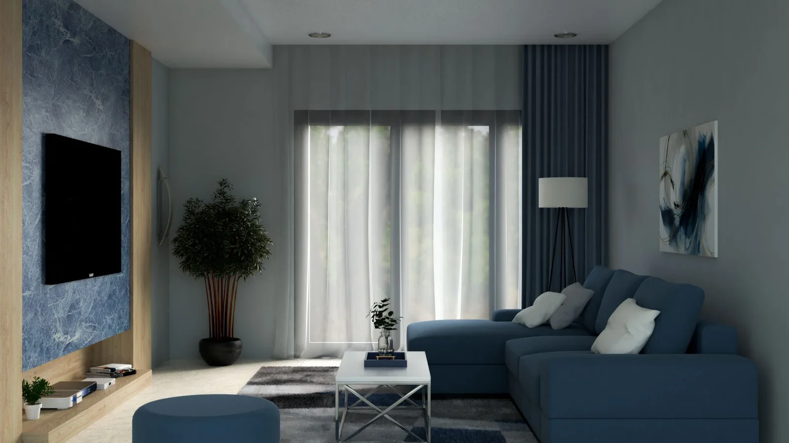 Cat Dinding Furnitur Biru