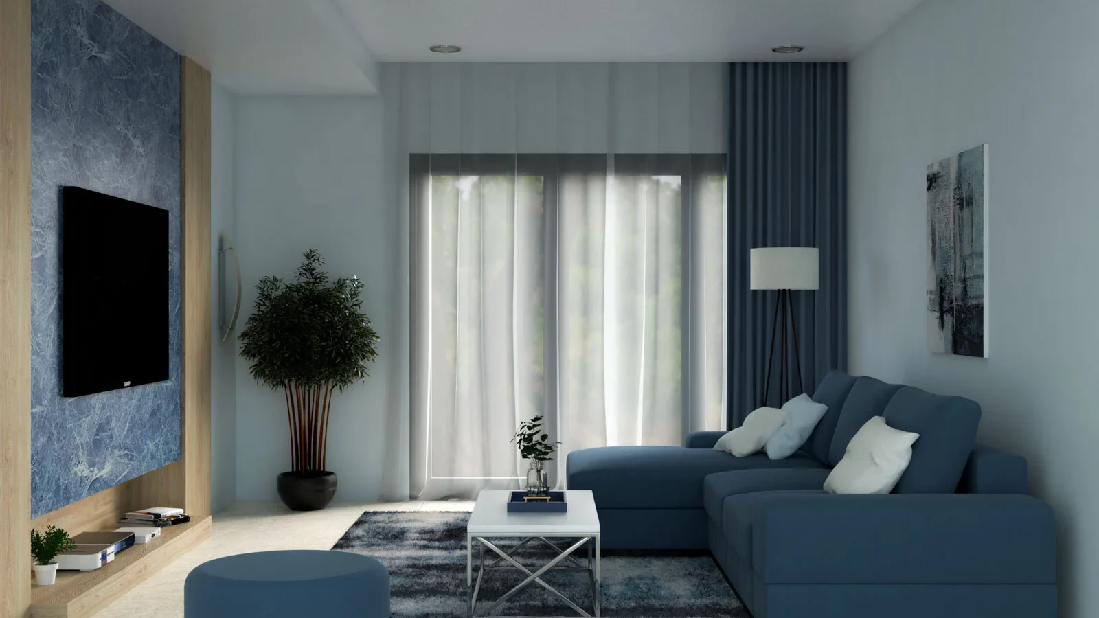 Cat Dinding Furnitur Biru