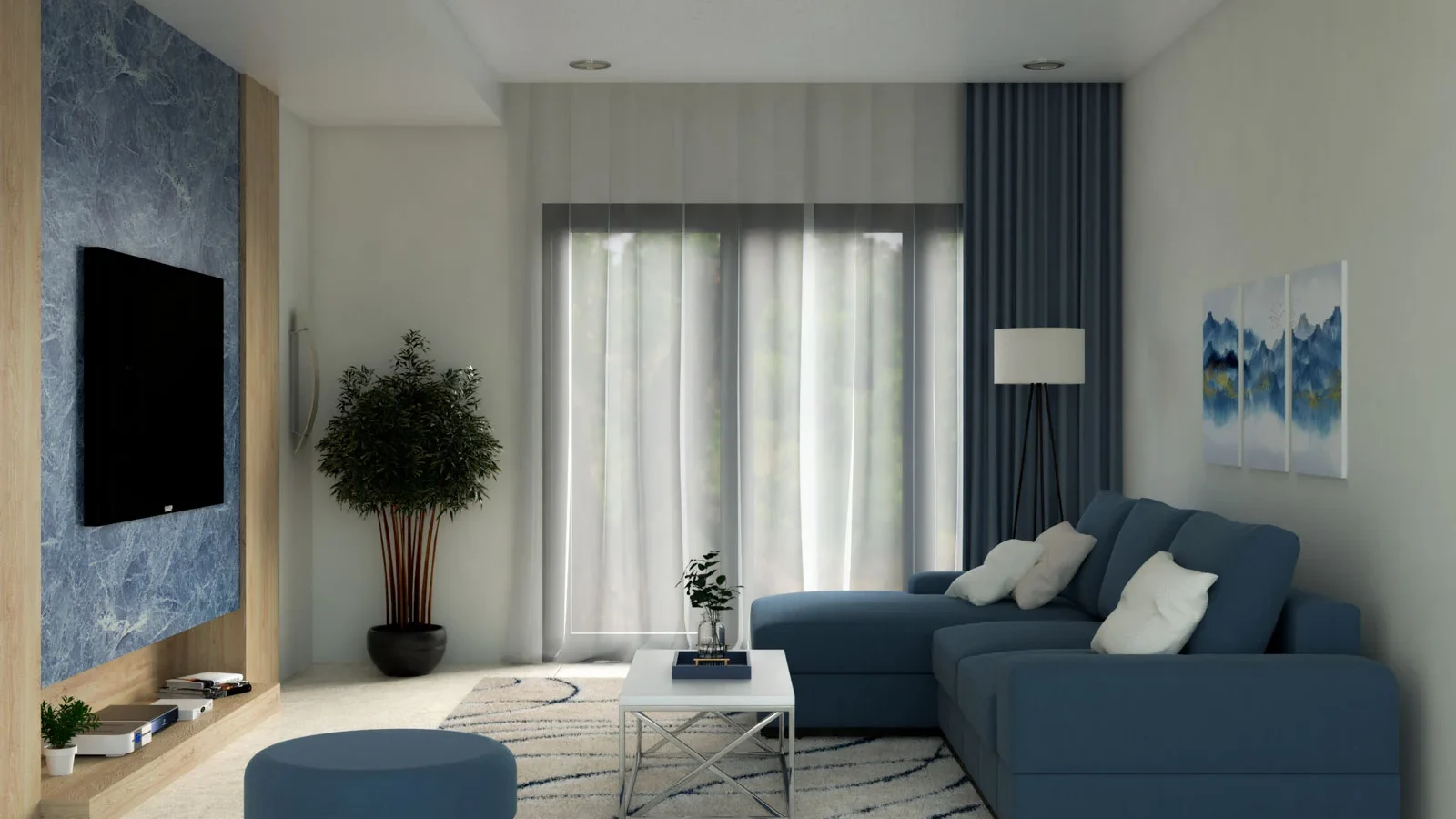 Cat Dinding Furnitur Biru