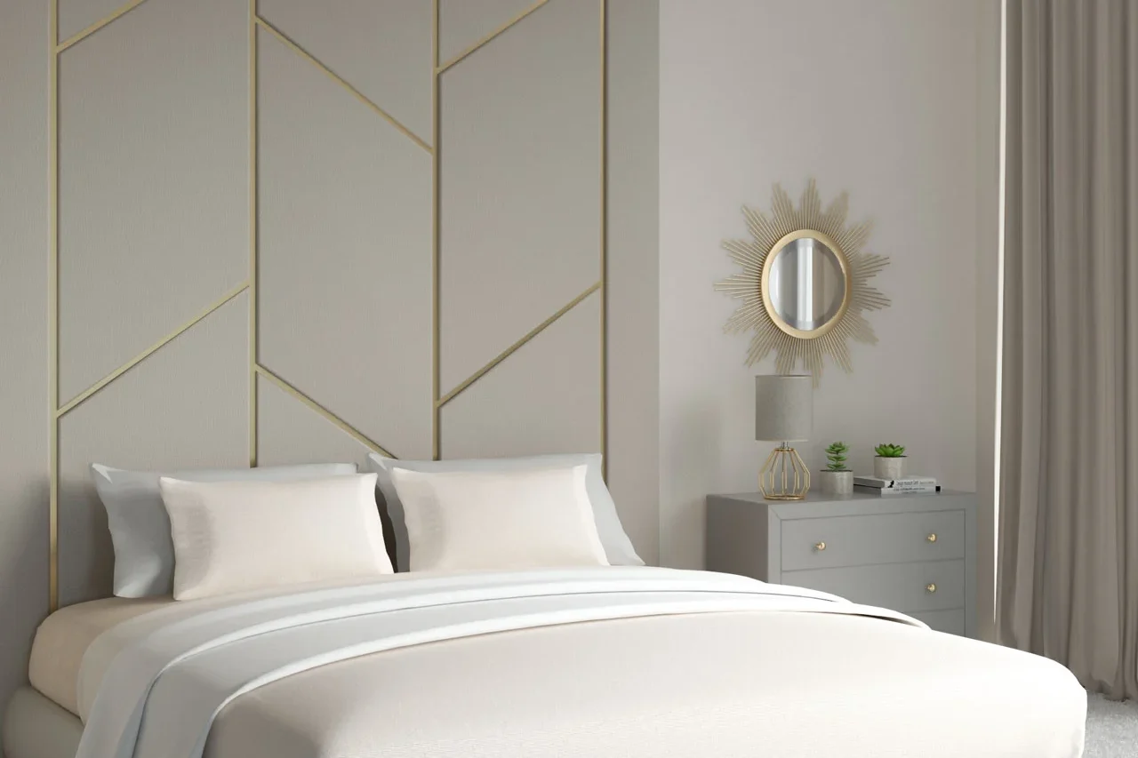 Ide Kamar Tidur Kombinasi Warna Beige dan Abu-abu