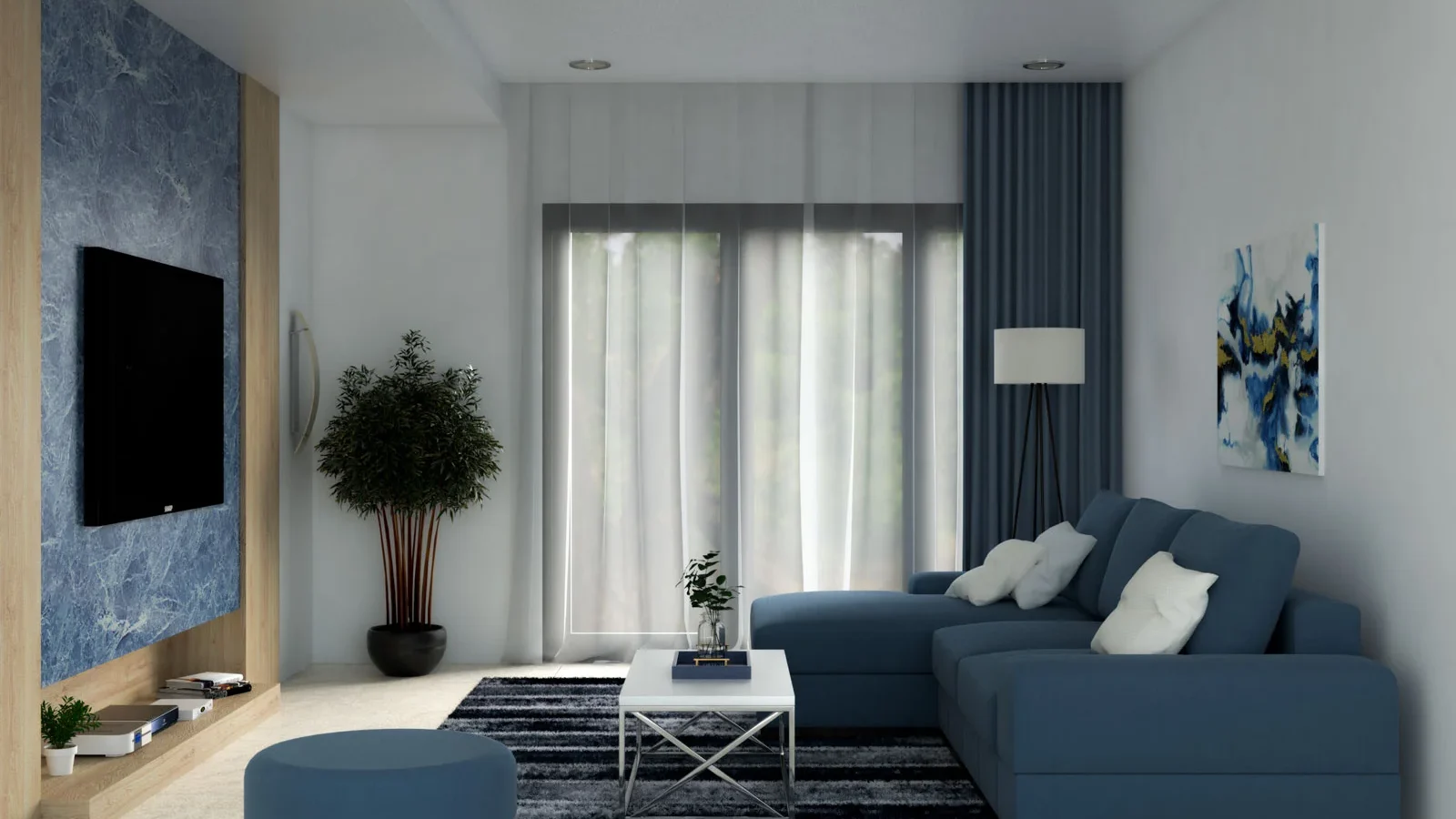 Cat Dinding Furnitur Biru