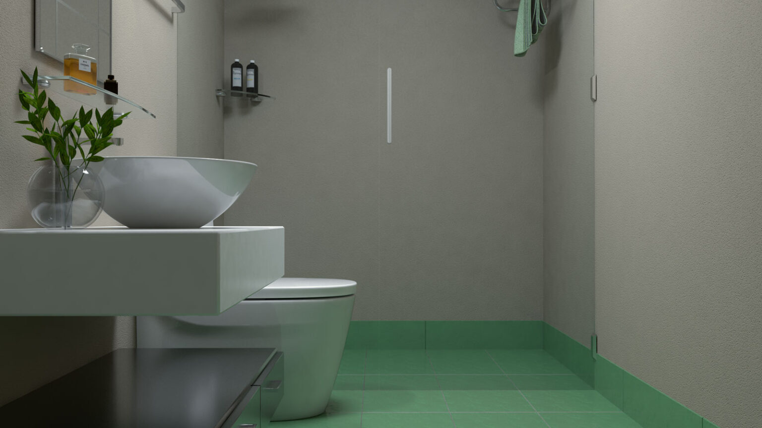 Cat Dinding Lantai Hijau