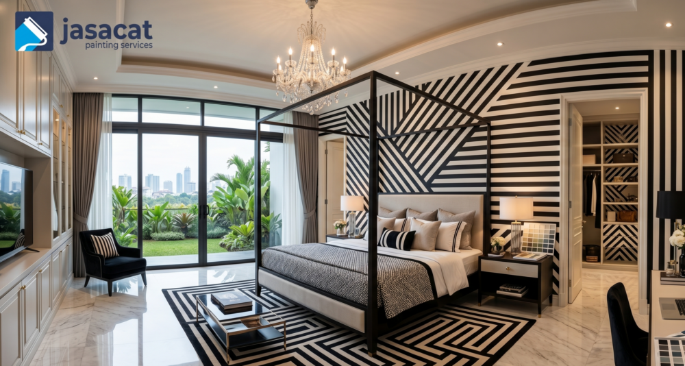 Kumpulan Variasi Cat Kamar Hitam Putih Garis