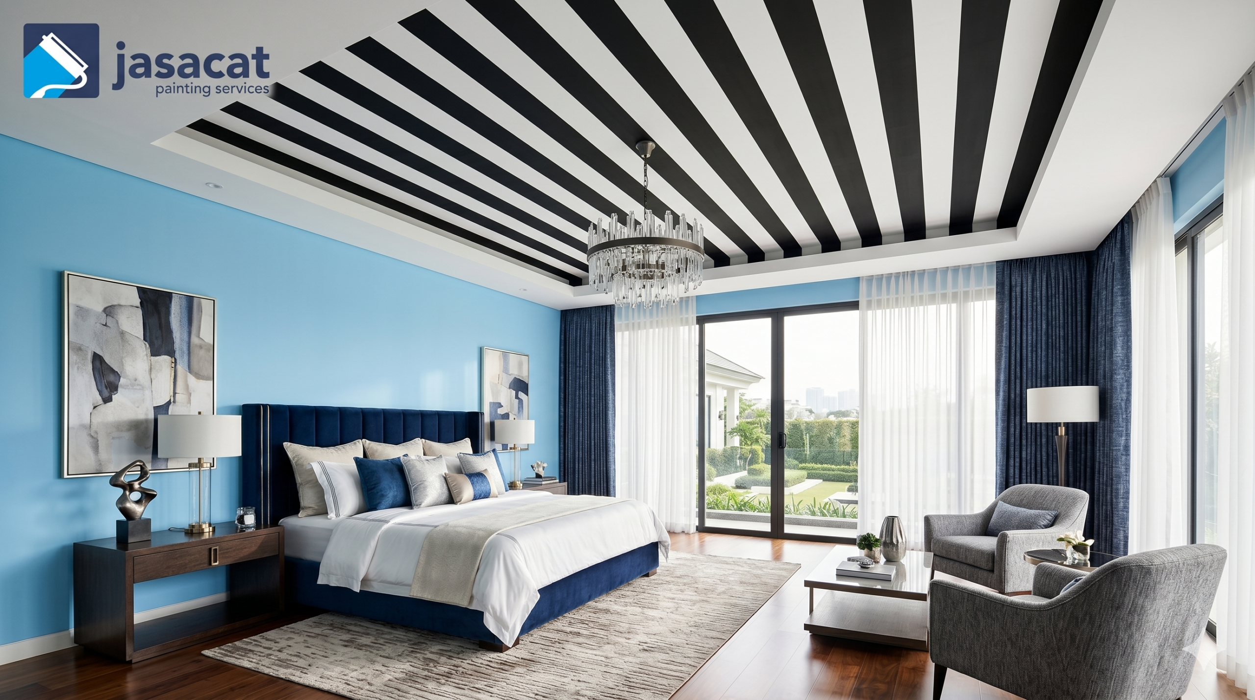 Jasa Cat Dinding Motif Garis Modern dan Aesthetic
