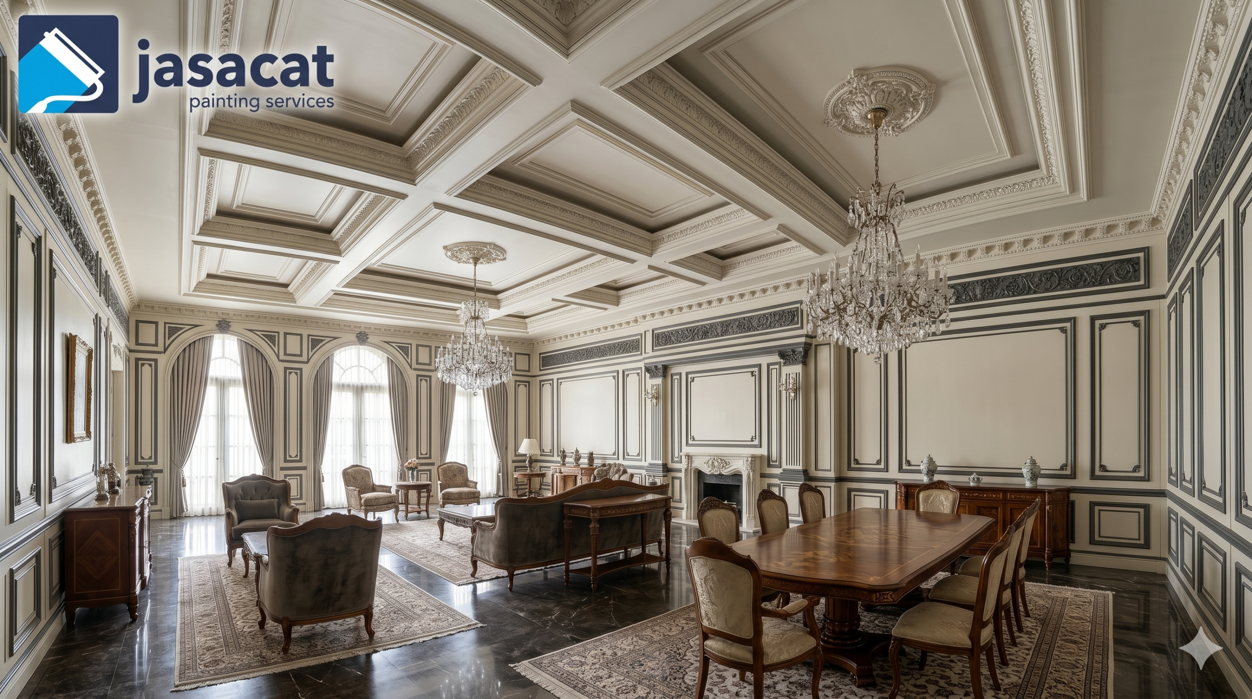 Pengecatan Detail Moulding Rumah Klasik Klender