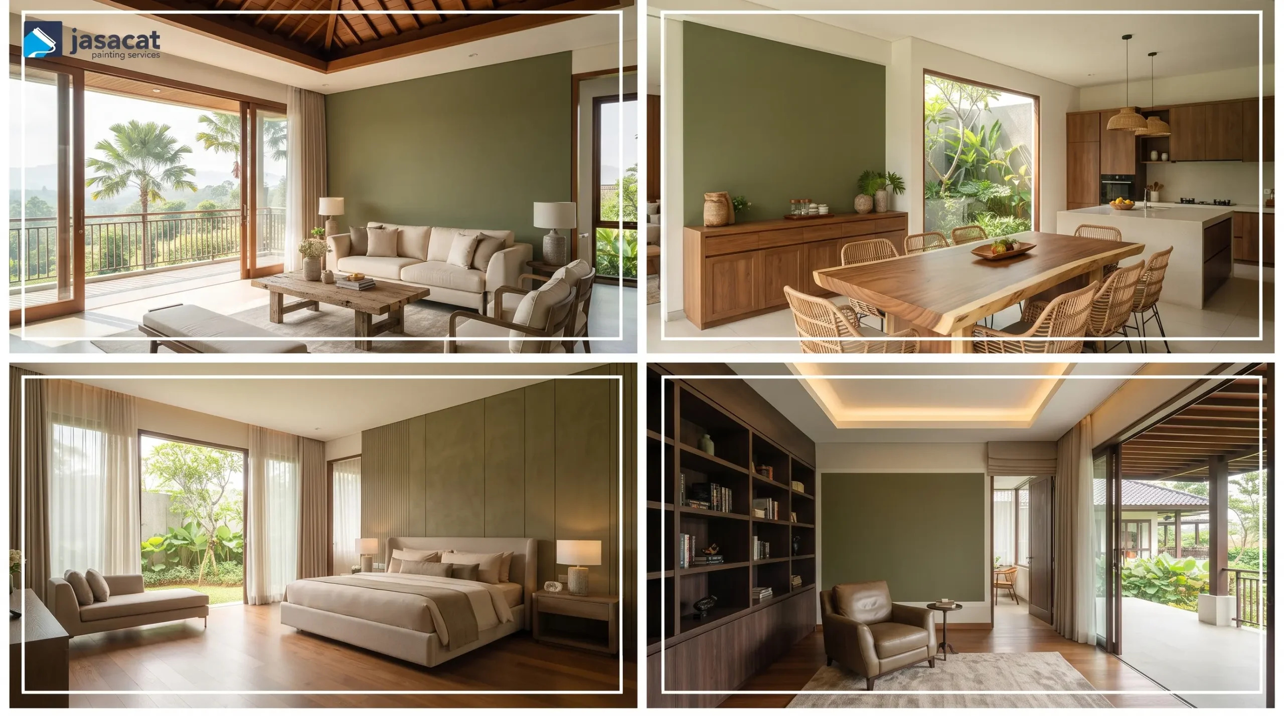 Sentuhan Warna cat Earthy di Hunian Tropis Mewah Cinere
