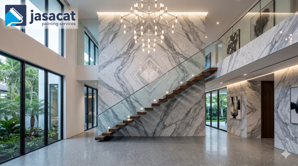 Jasa cat dinding motif marble