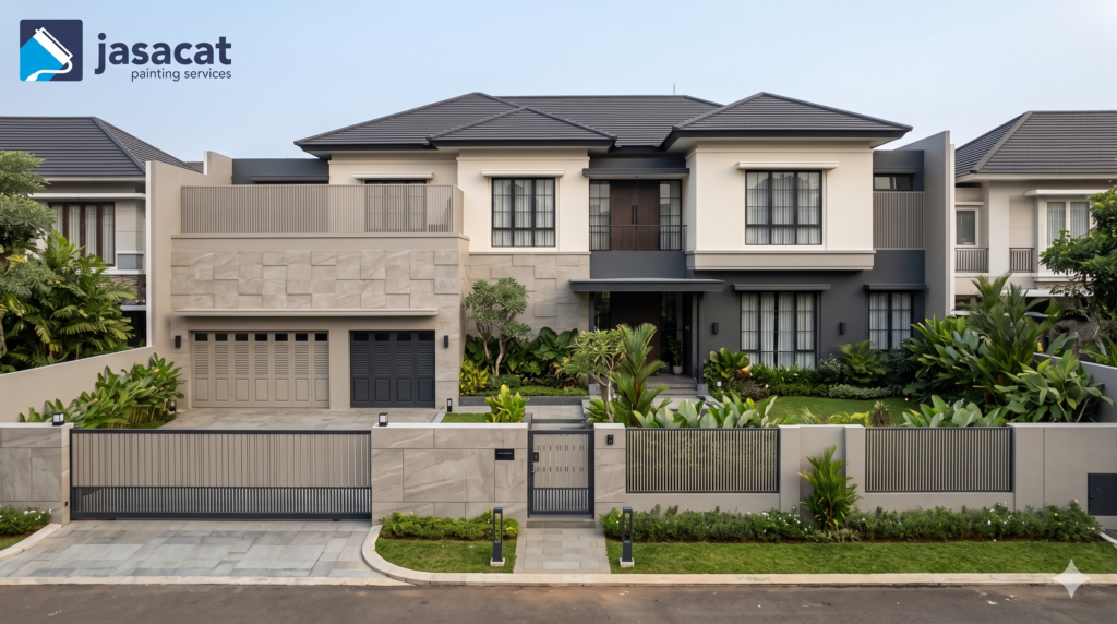 Jasa cat exterior rumah mewah