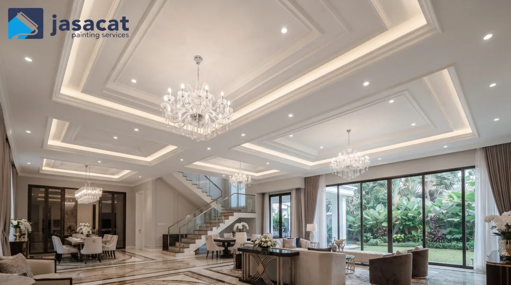 Jasa Cat Plafon Putih Elegan untuk Interior