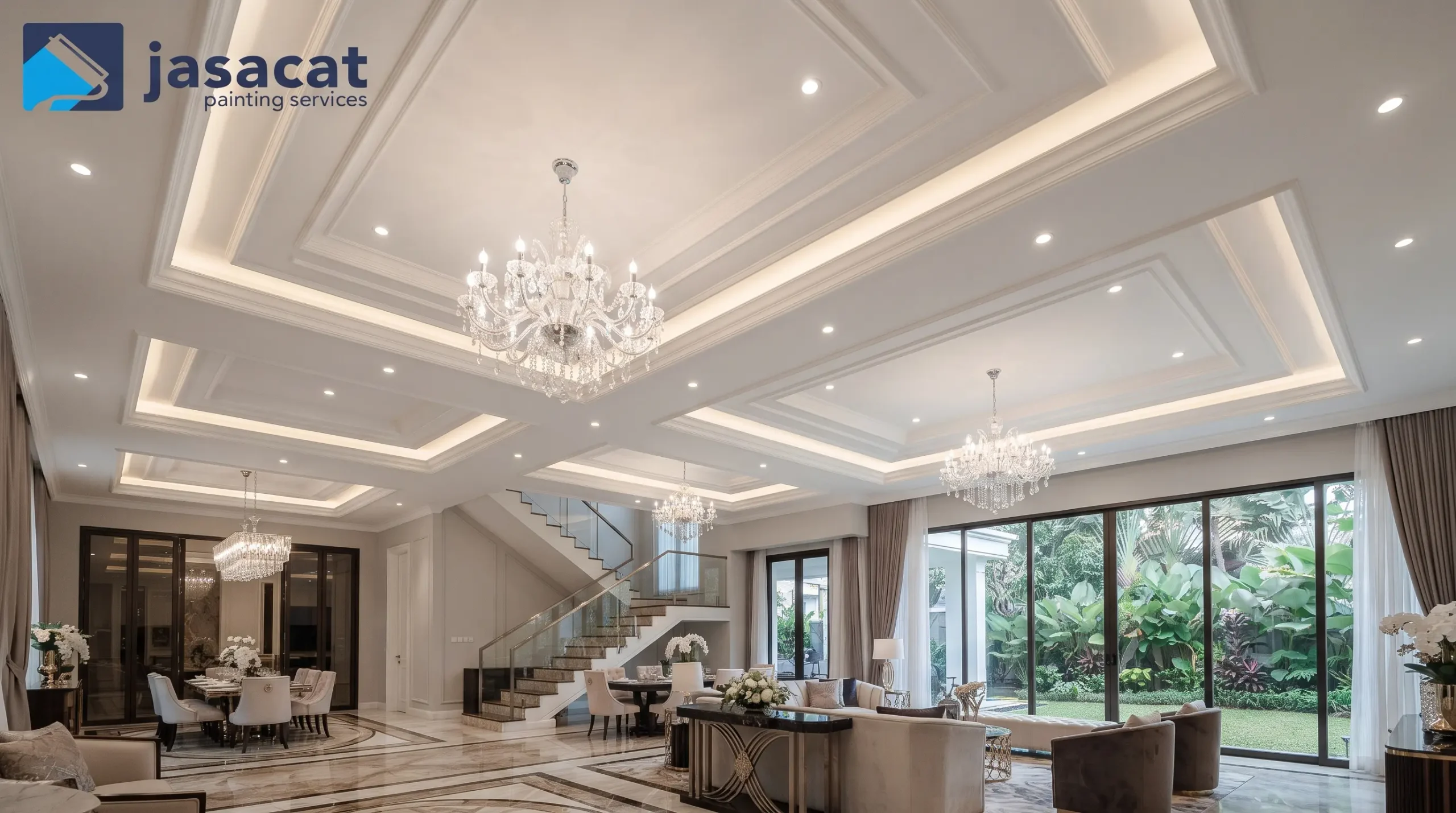 Jasa Cat Plafon Putih Elegan untuk Interior