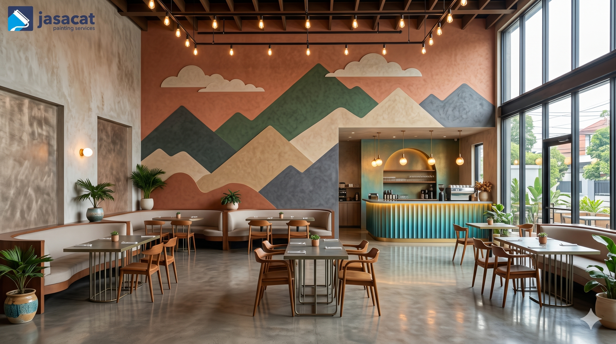 Jasa Cat Interior Cafe Aesthetic dengan Finishing Unik