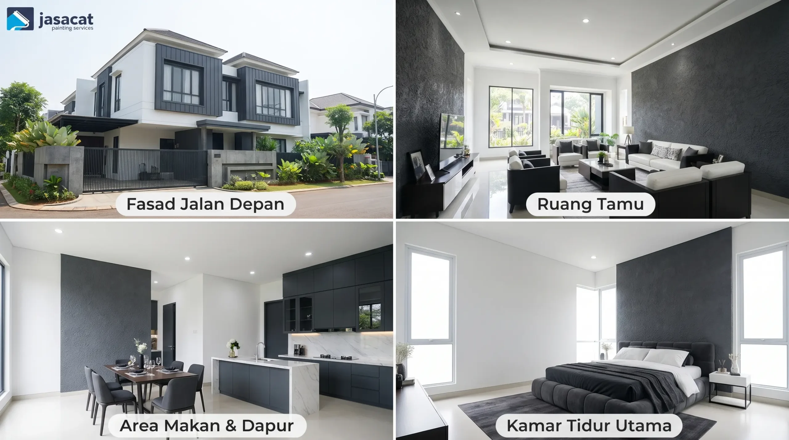 Kombinasi Putih dan Charcoal untuk Rumah Kontemporer