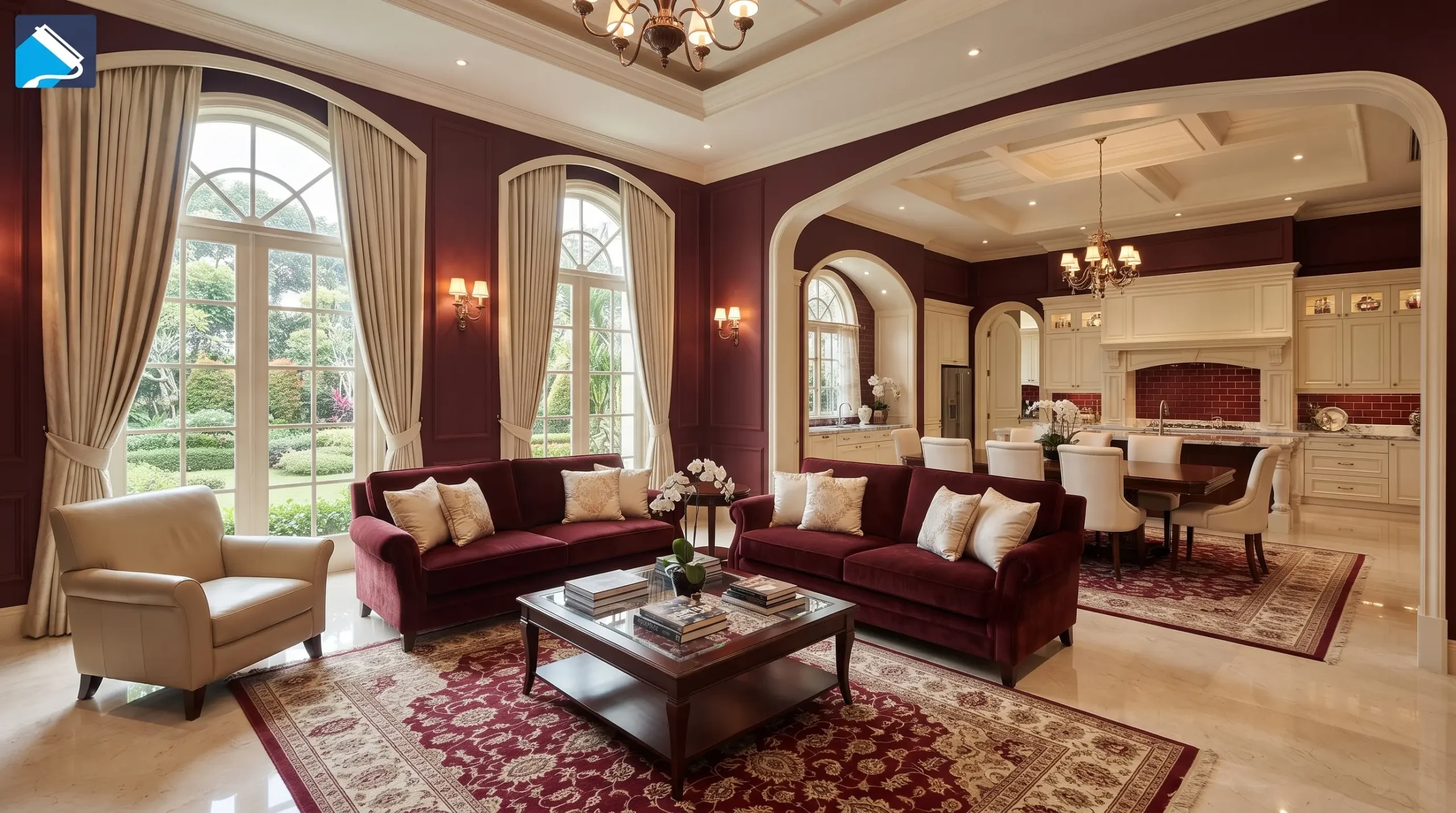 Kombinasi Oxblood dan Cream untuk Interior Berkelas