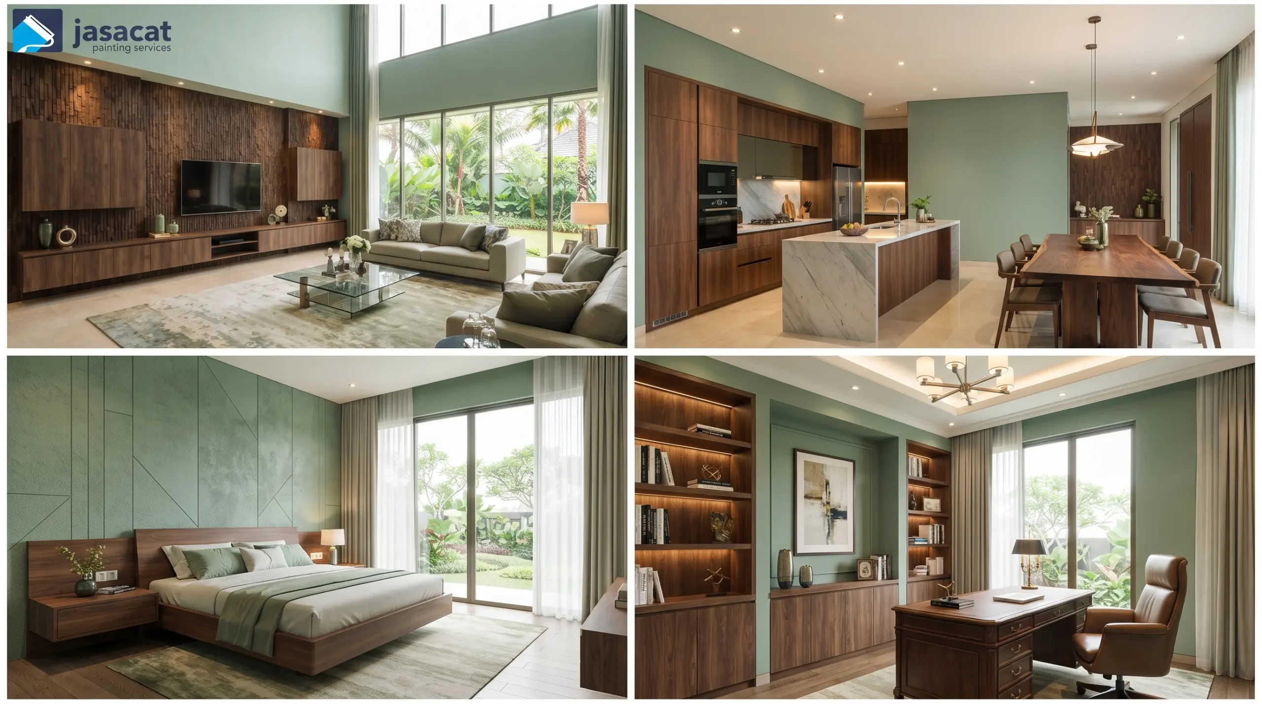 Kombinasi Celadon dan Walnut untuk Interior Berkarakter