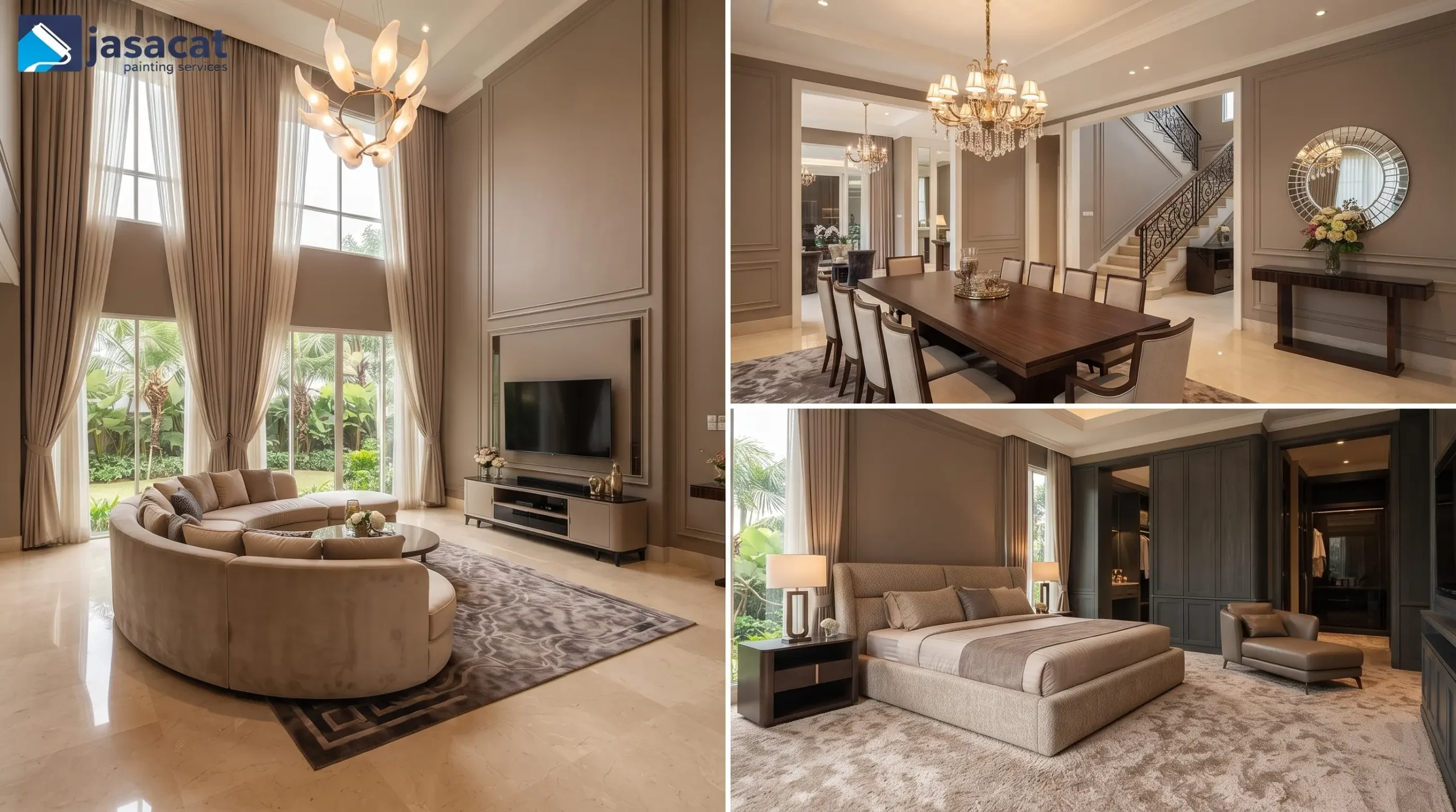 Nuansa Menteng dengan Warna Abu Kecokelatan Interior