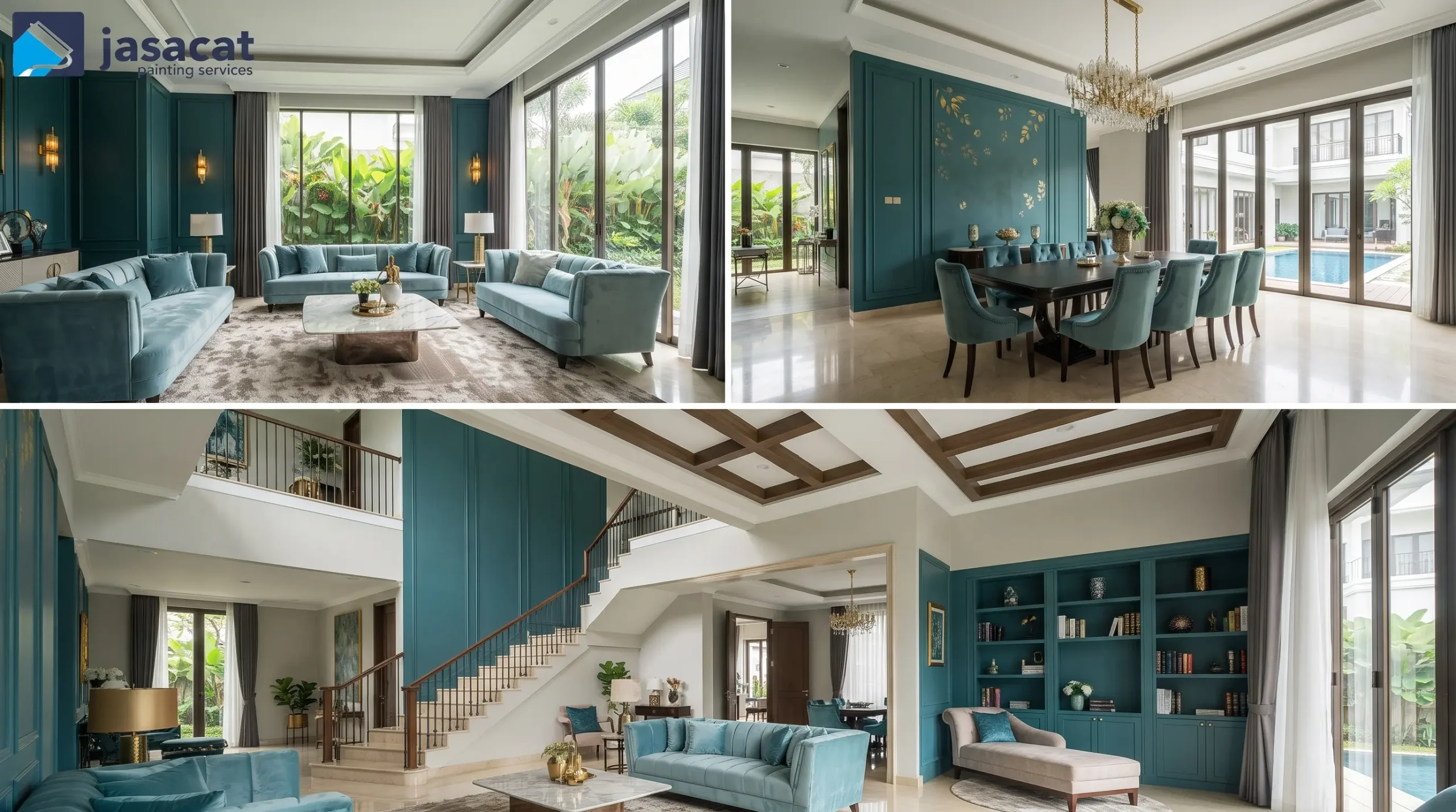 Warna Hijau Kebiruan Interior untuk Hunian Alam Sutera