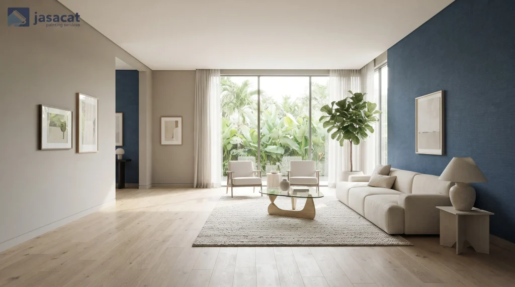 Warna Biru Denim Ruang Tamu