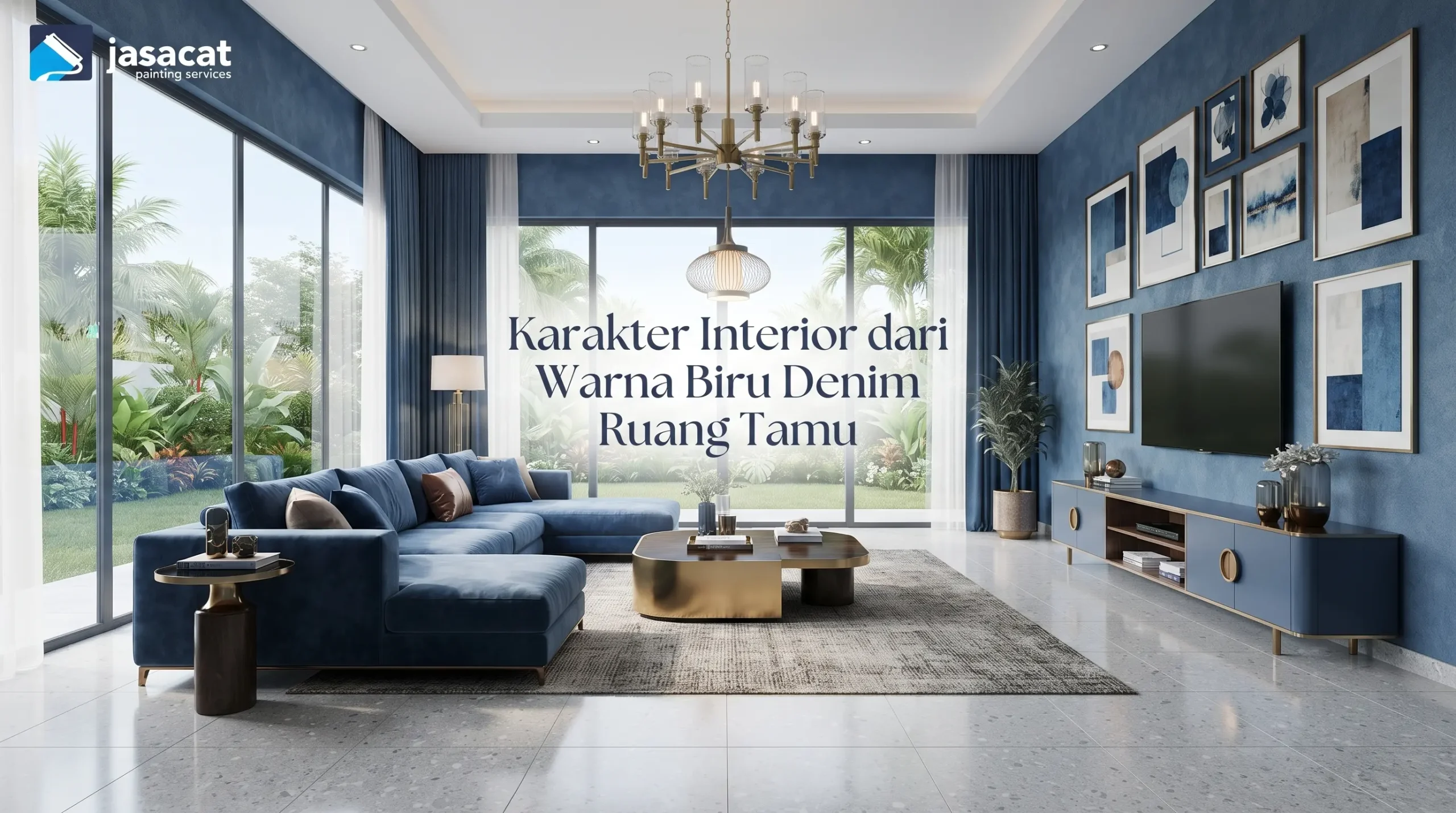 Karakter Interior dari Warna Biru Denim Ruang Tamu