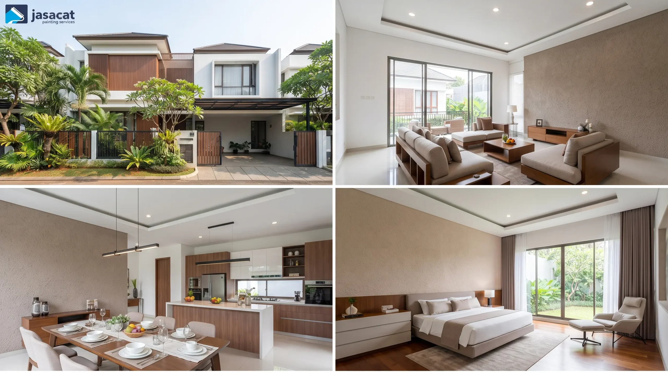 Kombinasi Putih Cokelat Kayu untuk Rumah di Cilandak