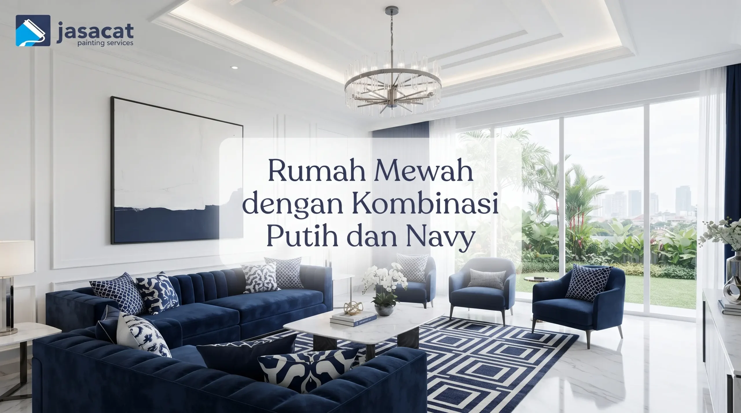 Rumah Mewah dengan Kombinasi Putih dan Navy