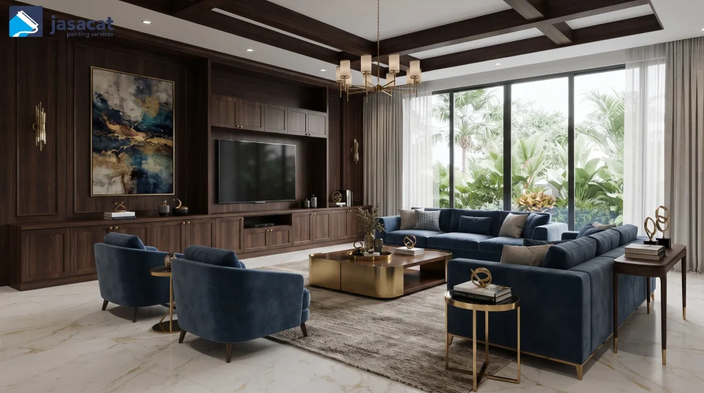 Warna Biru Denim Ruang Tamu