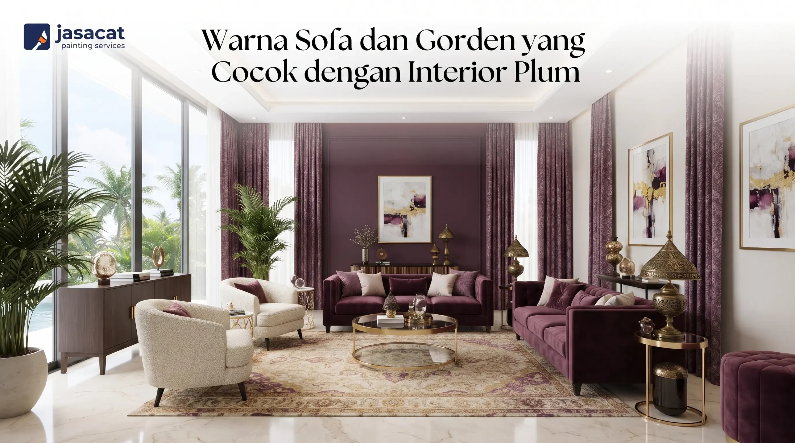 Warna Sofa dan Gorden yang Cocok dengan Interior Plum