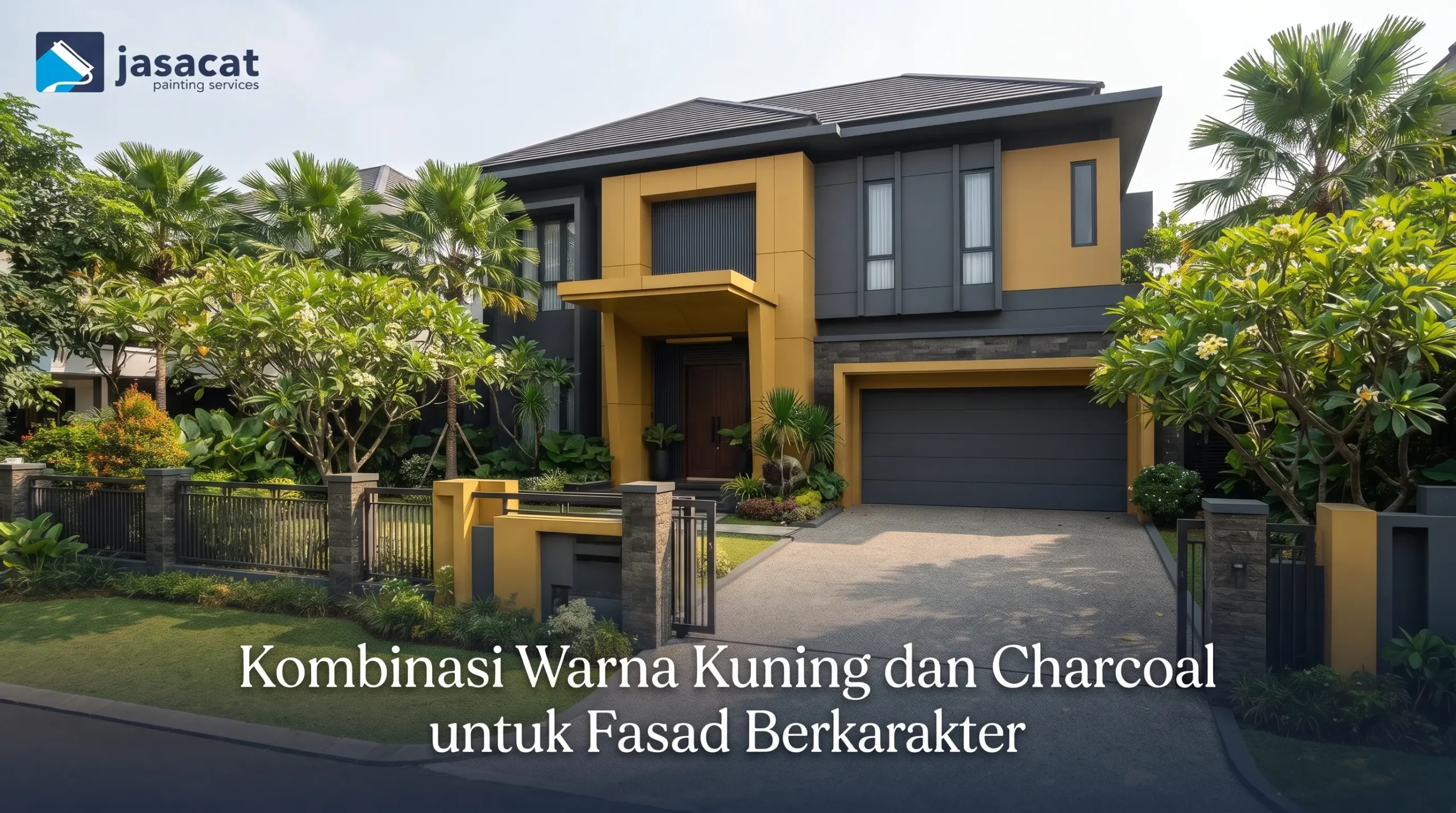 Kombinasi Warna Kuning dan Charcoal untuk Fasad Berkarakter