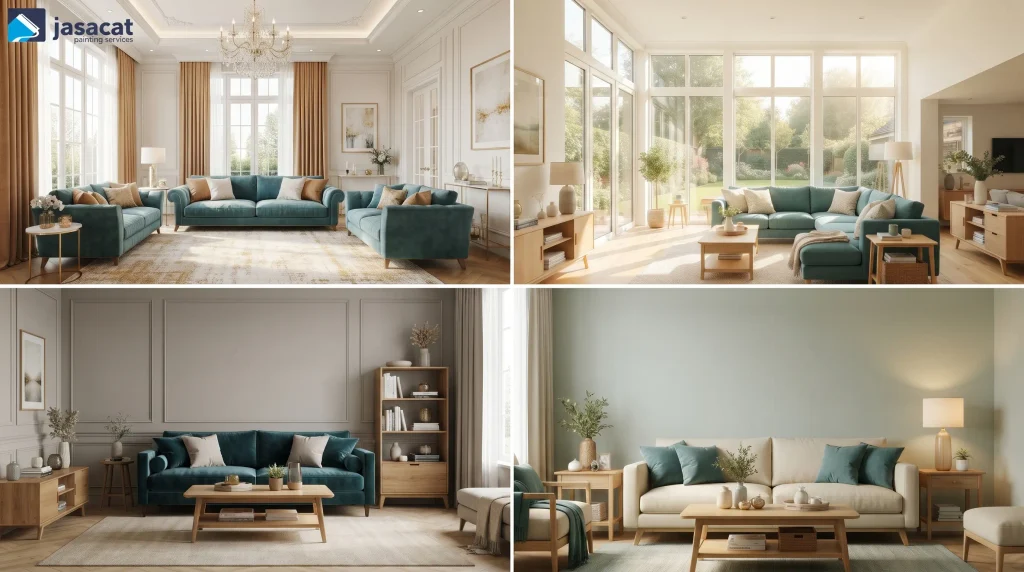 Kombinasi teal dan ivory
