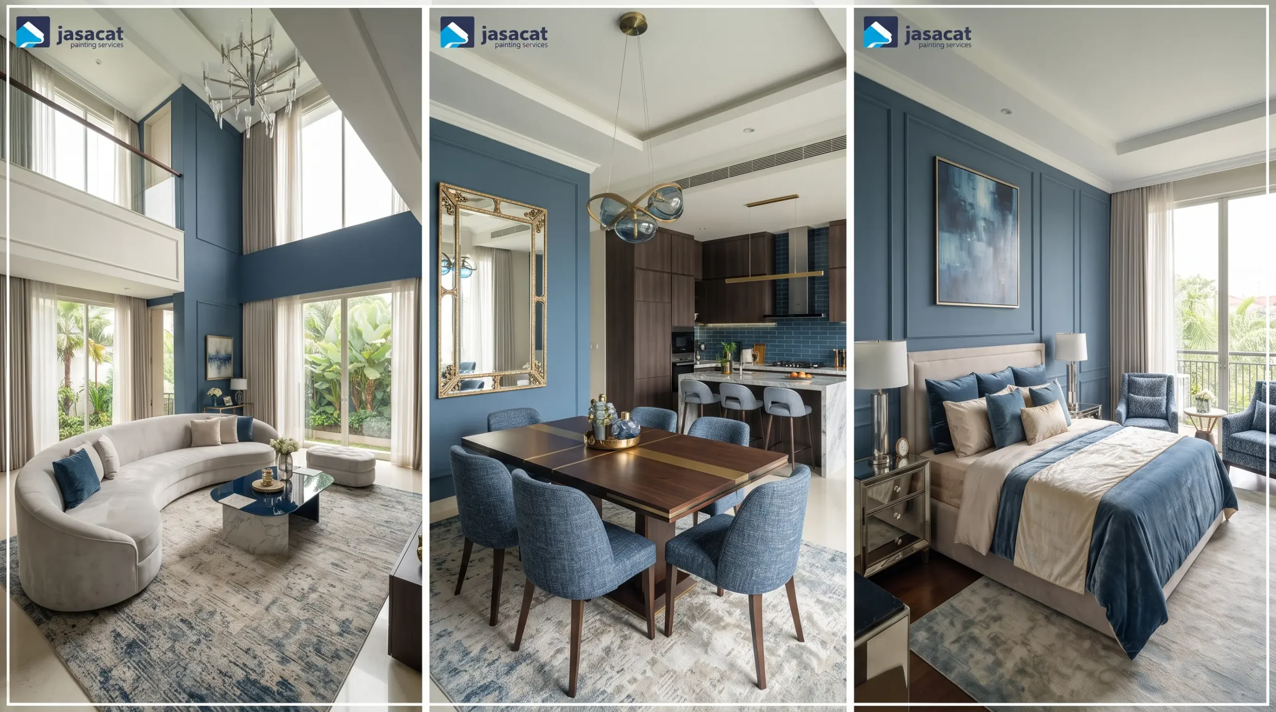 Percantik Rumah Senayan dengan Cat Tembok Biru Denim