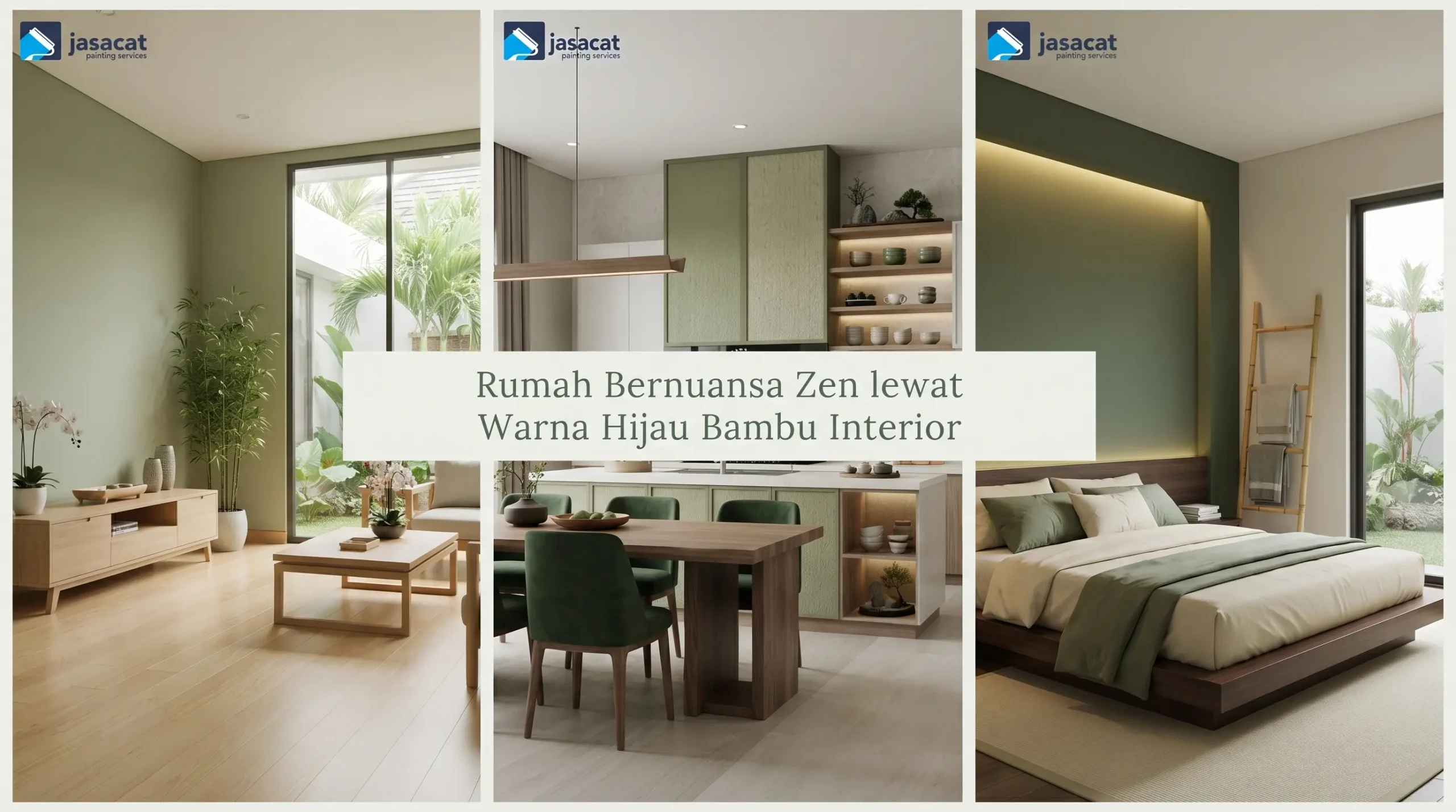 Rumah Bernuansa Zen lewat Warna Hijau Bambu Interior