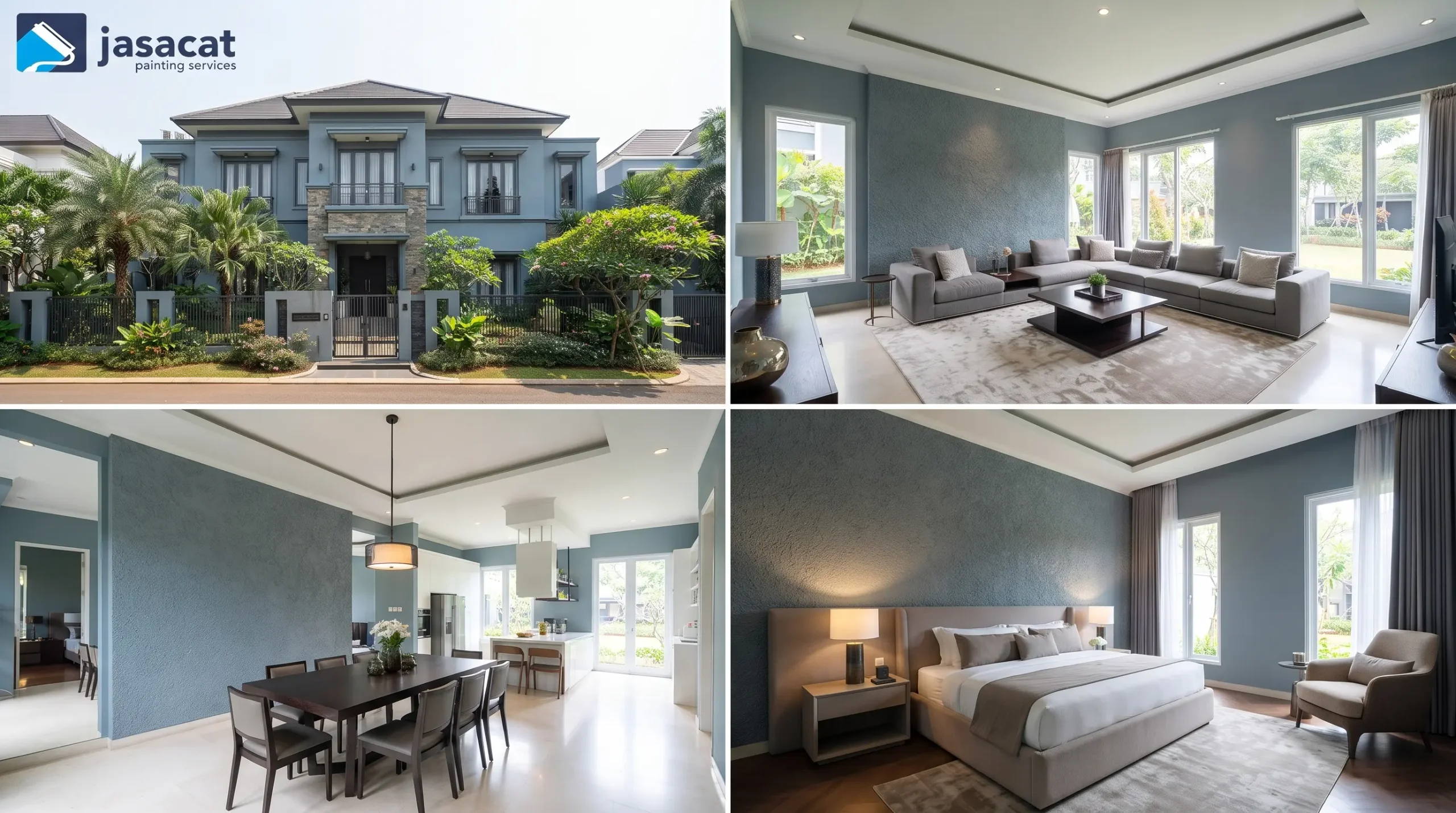 Warna Abu Kebiruan Dinding untuk Rumah di Kebayoran Baru