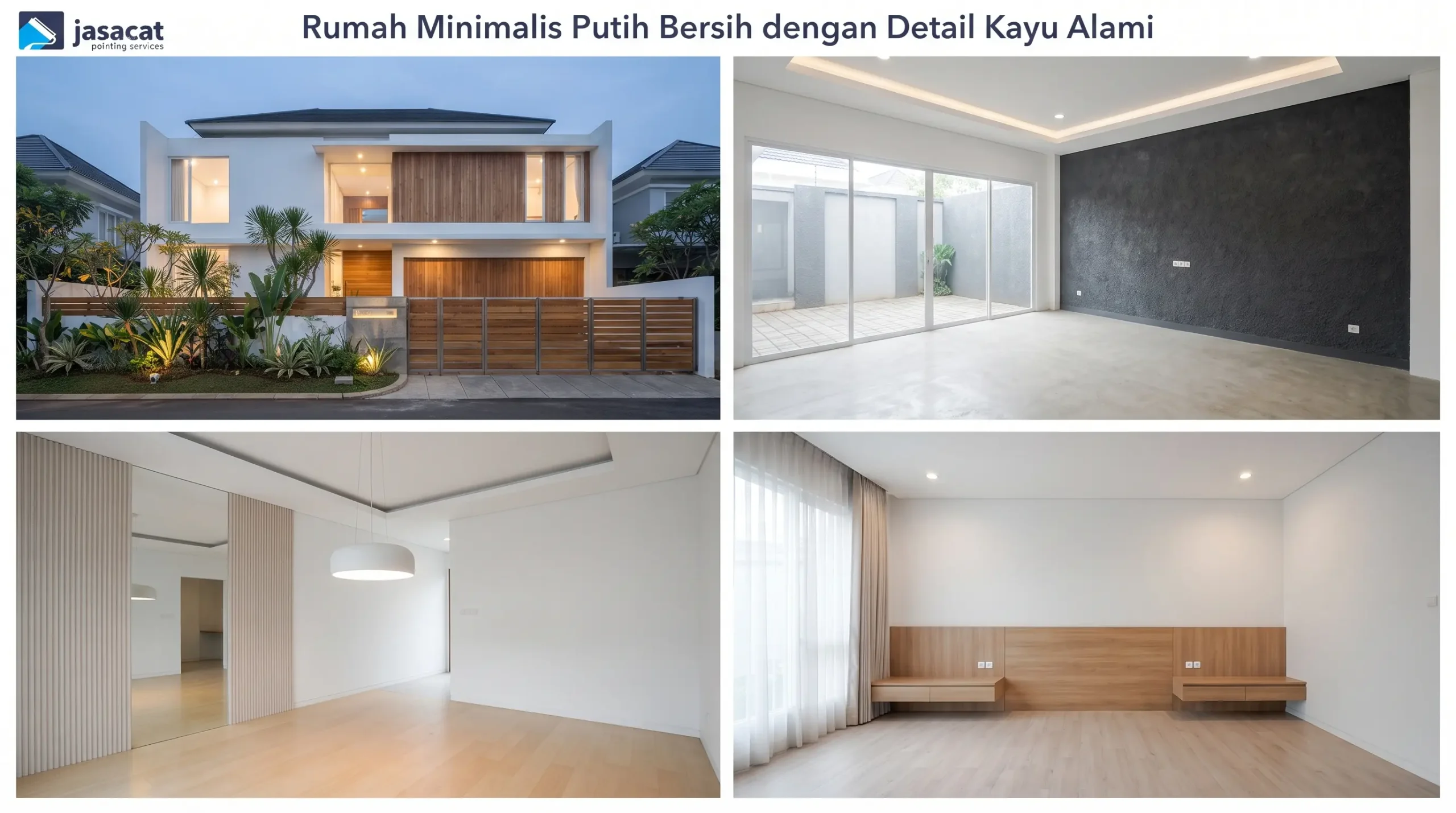 Rumah Minimalis Putih Bersih dengan Detail Kayu Alami