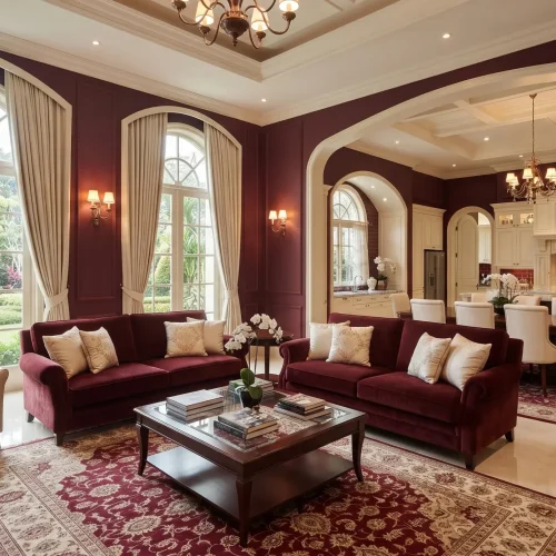 Kombinasi Oxblood dan Cream untuk Interior Berkelas
