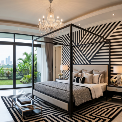 Kumpulan Variasi Cat Kamar Hitam Putih Garis