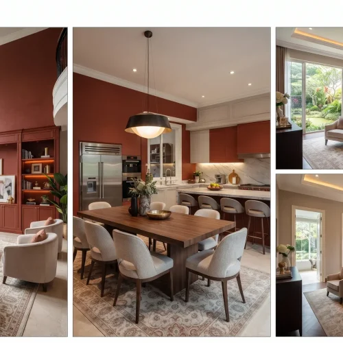 Hangatkan Rumah Menteng dengan Warna Merah Bata Interior