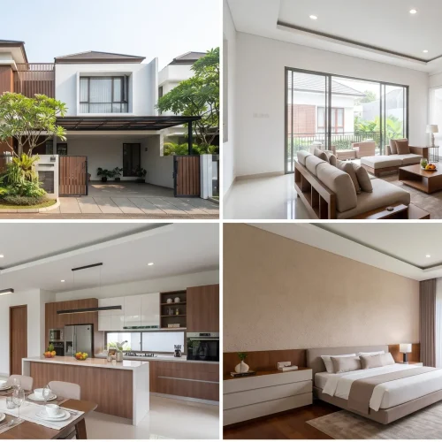 Kombinasi Putih Cokelat Kayu untuk Rumah di Cilandak