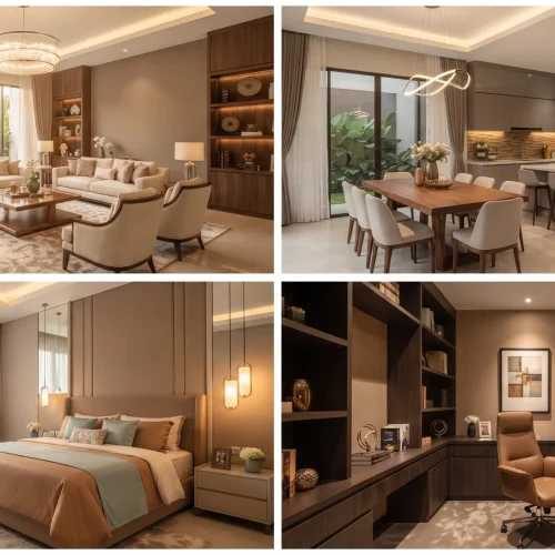 Interior Mewah Depok Townhouse dengan Palet Warna Hangat