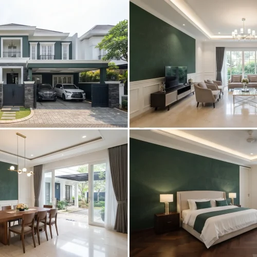 Kombinasi Hijau Botol Putih untuk Rumah Kebayoran Baru