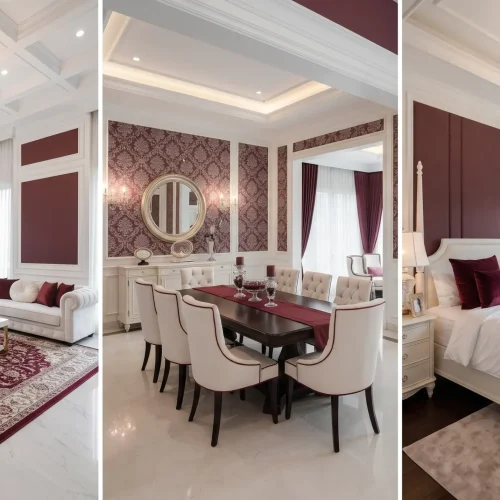 Kombinasi Merah Marun Putih untuk Interior Kebayoran