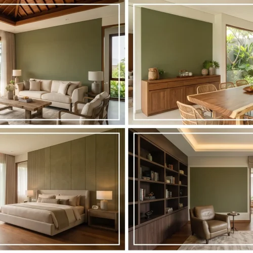 Sentuhan Warna cat Earthy di Hunian Tropis Mewah Cinere