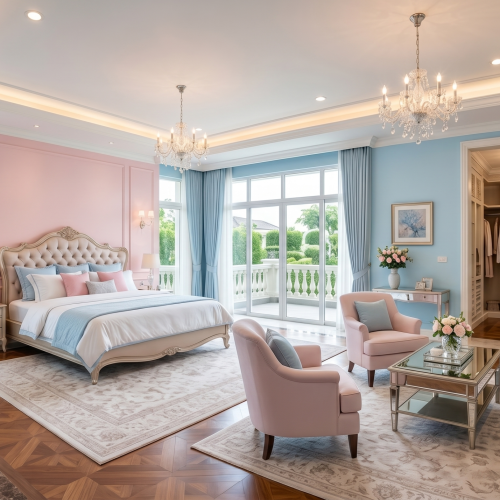 kombinasi cat warna pink dan biru muda