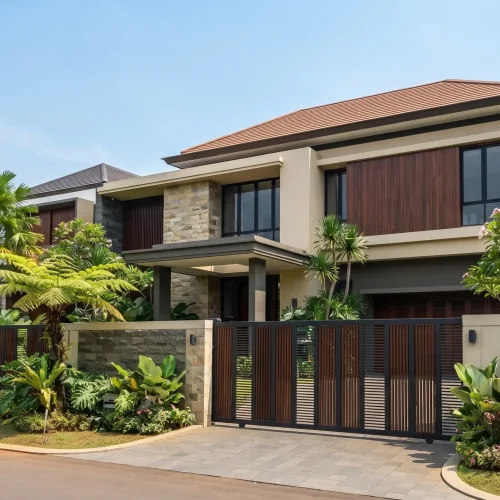 Cat Eksterior Mewah Gaya Resort di Gading Serpong