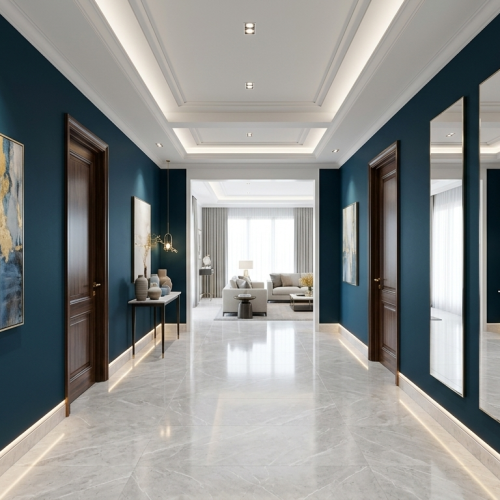 Sentuhan Warna Bold untuk Dinding Lorong Rumah Mewah