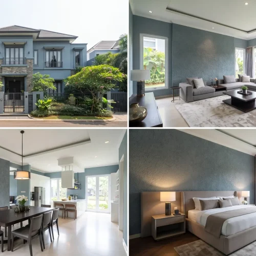 Warna Abu Kebiruan Dinding untuk Rumah di Kebayoran Baru