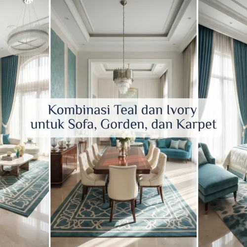Kombinasi Teal dan Ivory untuk Sofa, Gorden, dan Karpet