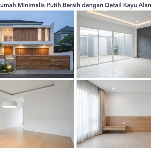Rumah Minimalis Putih Bersih dengan Detail Kayu Alami