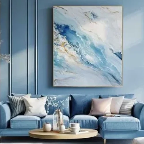 Palet Warna Ruang Tamu yang Cocok dengan Sofa Biru