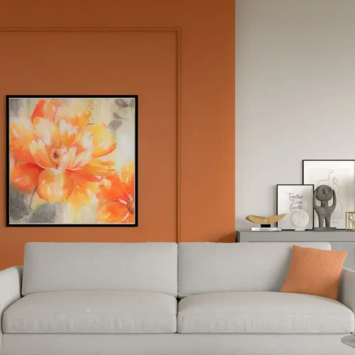Kombinasi Warna Furniture dengan Dinding Warna Oranye