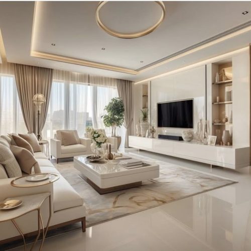 Cat Interior Bintaro Xchange Area yang Mewah dan Soft-Toned